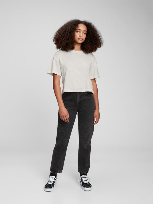 Teen 100% Organic Cotton Boxy Crop T-Shirt - new off white