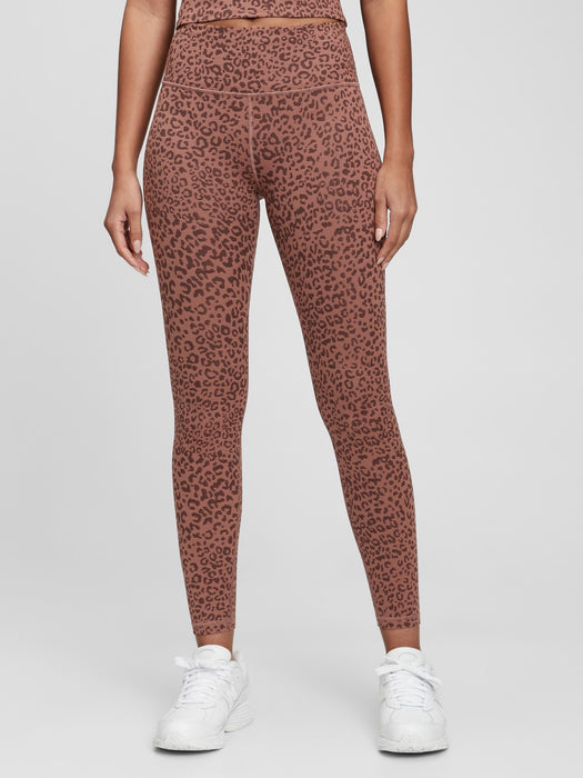 GapFit High Rise Blackout Ribbed Full Length  Leggings - pink leopard print