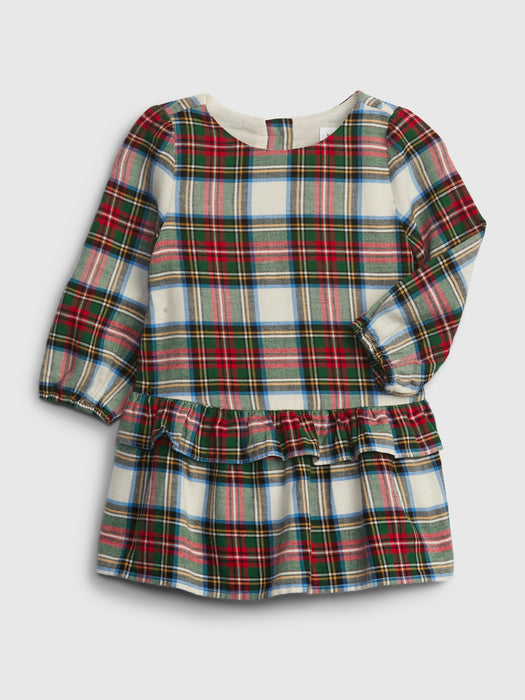 Baby Plaid Ruffle Dress - french vanilla