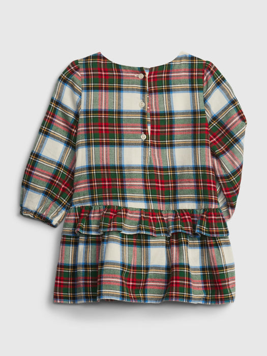 Baby Plaid Ruffle Dress - french vanilla