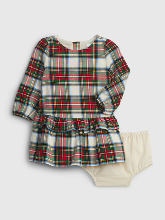 Baby Plaid Ruffle Dress - french vanilla