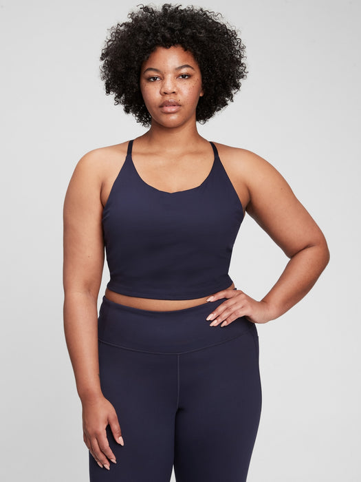 GapFit Recycled Power Longline Sports Bra - navy blue