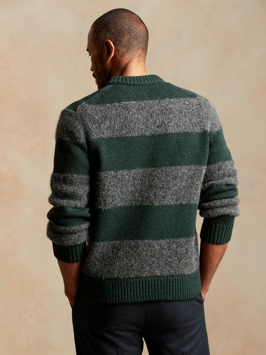 Fuzzy Stripe Sweater - Whispering Pine Green