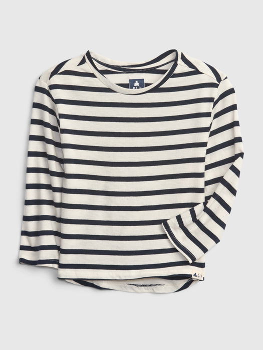 Toddler 100% Organic Cotton Mix and Match Stripe Long Sleeve T-Shirt - blue stripe