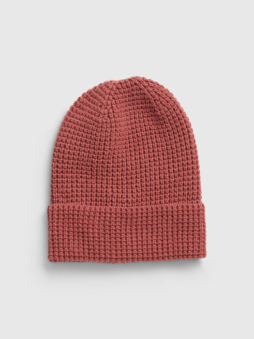 Organic Cotton Waffle-Knit Beanie - cosmetic pink