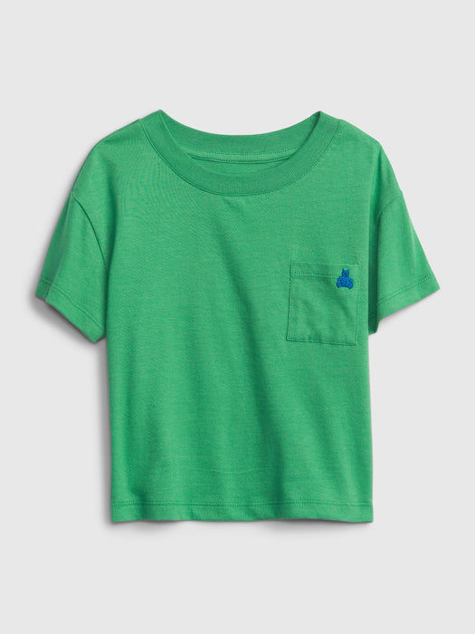 Toddler 100% Organic Cotton Mix and Match Pocket T-Shirt - parrot green