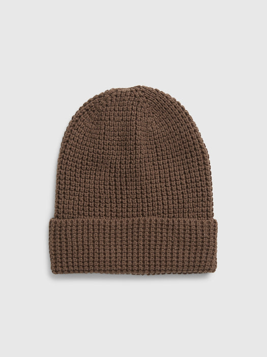 Organic Cotton Waffle-Knit Beanie - espresso brown