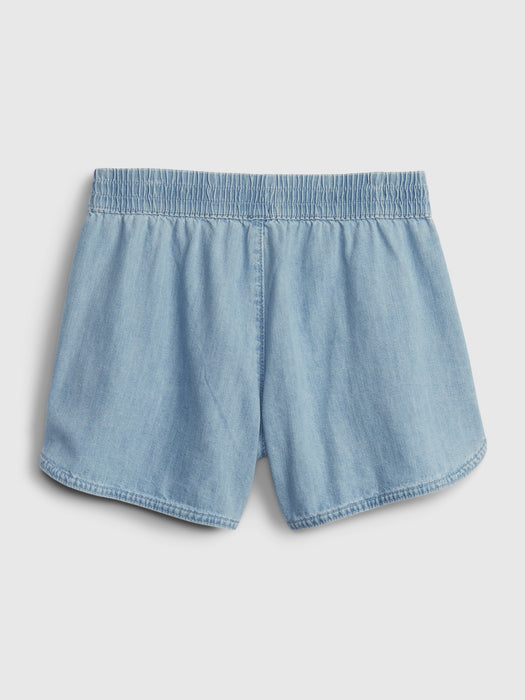 Kids High Rise Denim Pull-On Dolphin Shorts - medium wash