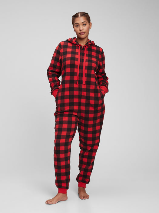 Microfleece PJ One-Piece - family matching red buffalo plaid