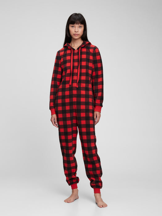 Microfleece PJ One-Piece - family matching red buffalo plaid