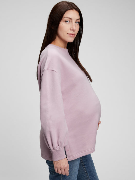 Maternity Side Snap-Button Nursing Sweatshirt - pale plum