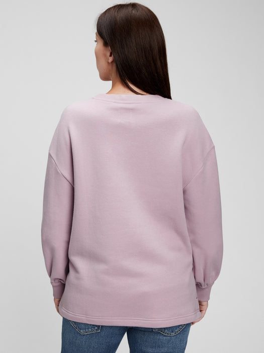 Maternity Side Snap-Button Nursing Sweatshirt - pale plum