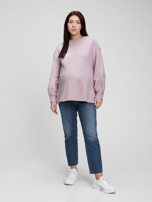 Maternity Side Snap-Button Nursing Sweatshirt - pale plum