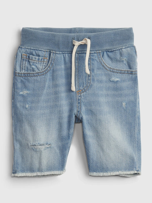 Toddler Pull-On Denim Shorts with Washwell - light wash