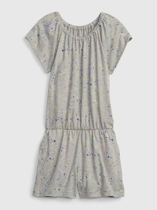 Kids Print Romper - grey multi