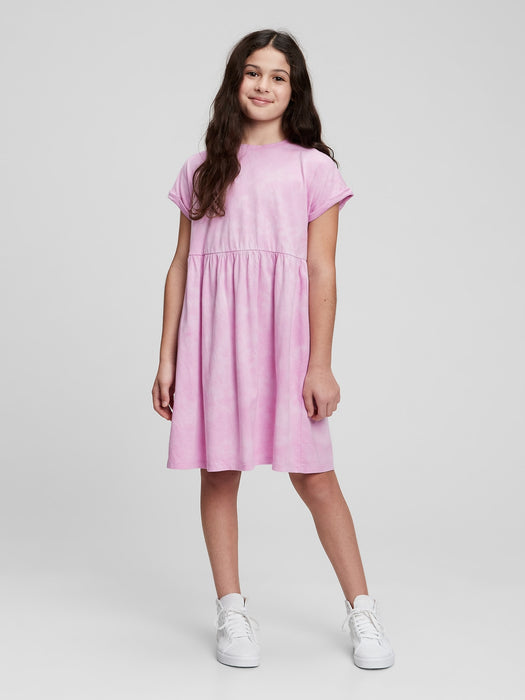 Kids Babydoll Dress - purple tie dye