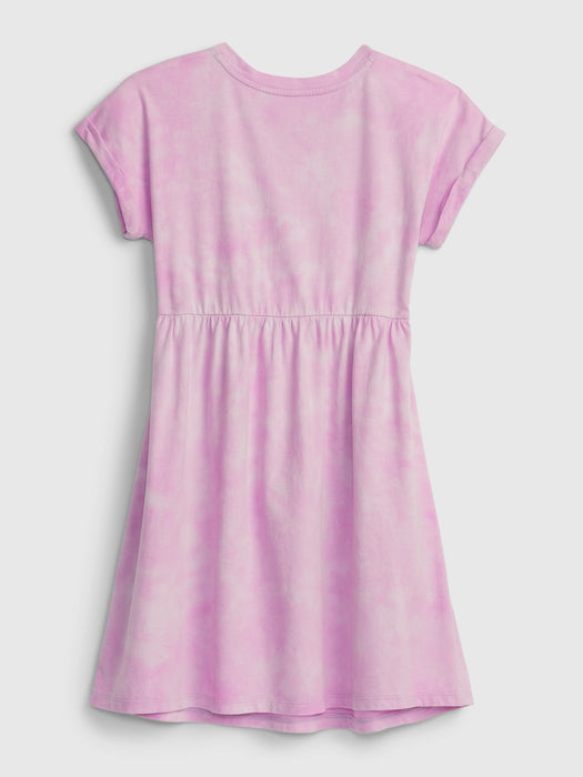 Kids Babydoll Dress - purple tie dye