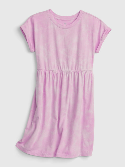 Kids Babydoll Dress - purple tie dye