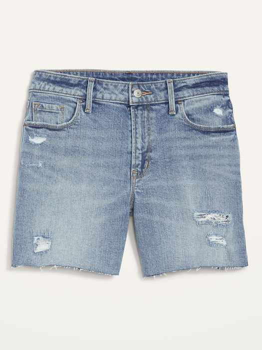Mid-Rise Cut-Off Jean Shorts for Women -- 5-inch inseam