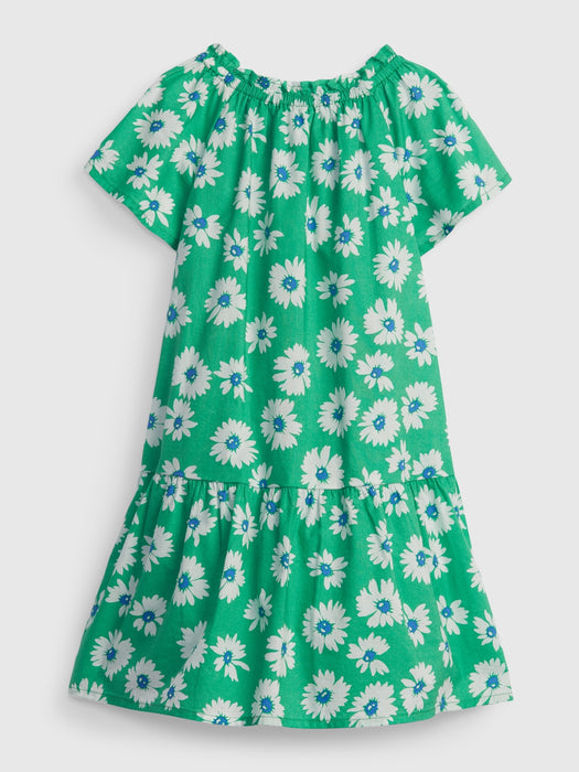 Toddler Floral Ruffle Dress - stem green floral