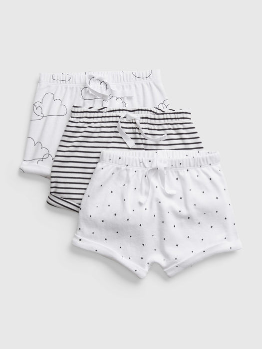 Baby First Favorite 100% Organic Cotton Pull-On Shorts (3-Pack)