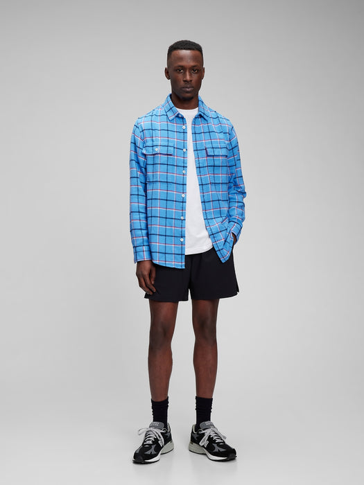 Lightweight Plaid Shirt - blue plaid