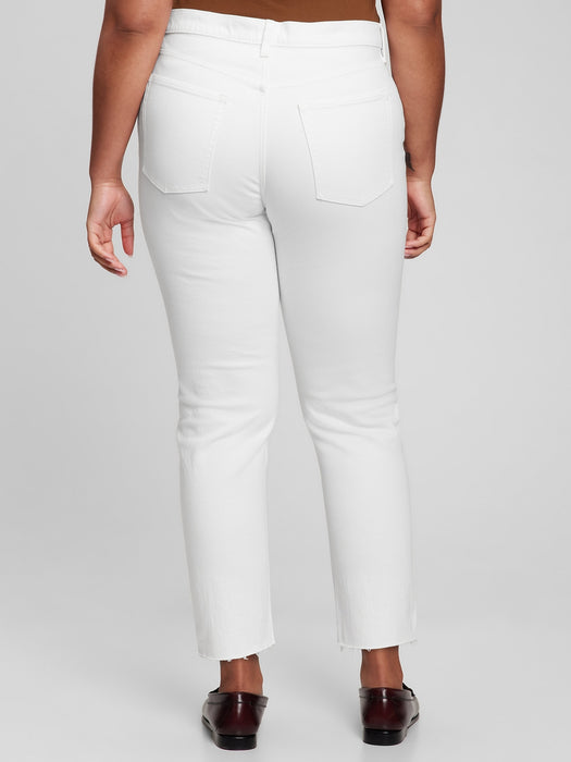 High Rise Cheeky Straight Jeans with Washwell - optic white