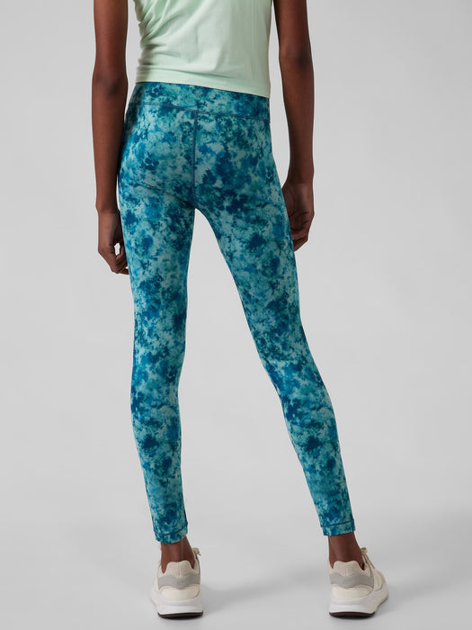 Athleta Girl High Rise Chit Chat Tight - Floral Tie Dye Blue