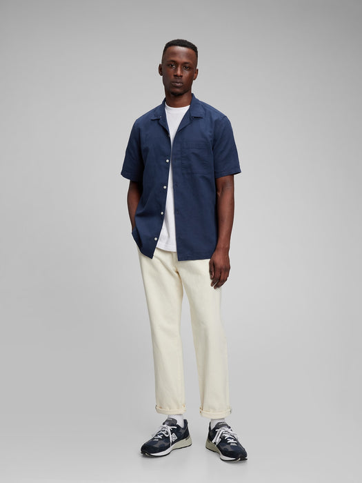 Resort Shirt in Linen-Cotton - true navy