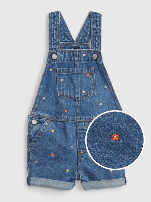 Toddler Ruffle Denim Shortalls with Washwell - medium wash