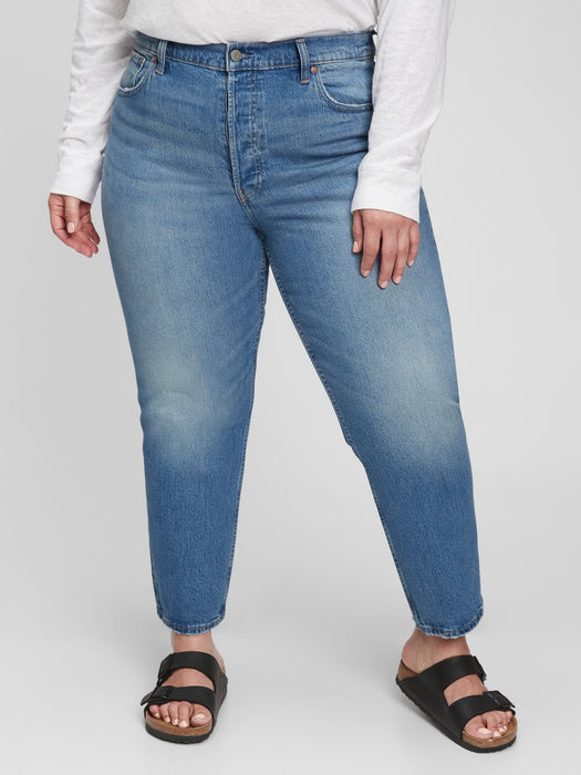 High Rise Cheeky Straight Jeans with Washwell