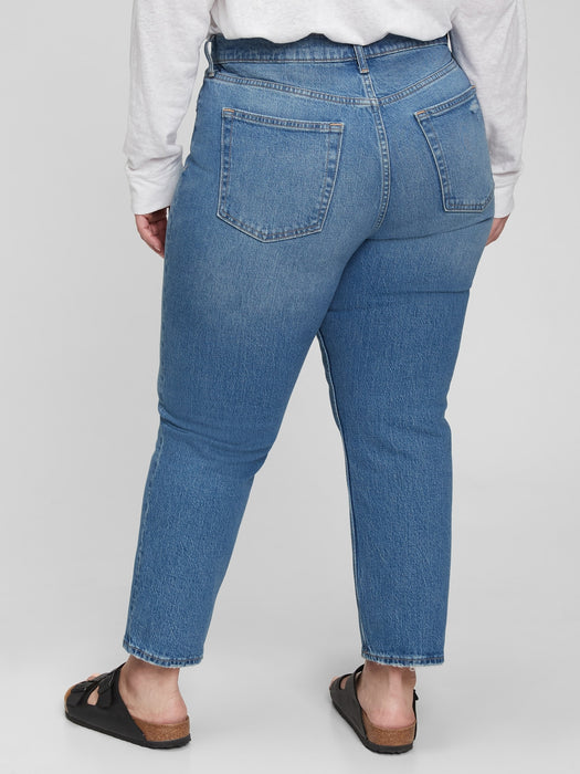 High Rise Cheeky Straight Jeans with Washwell