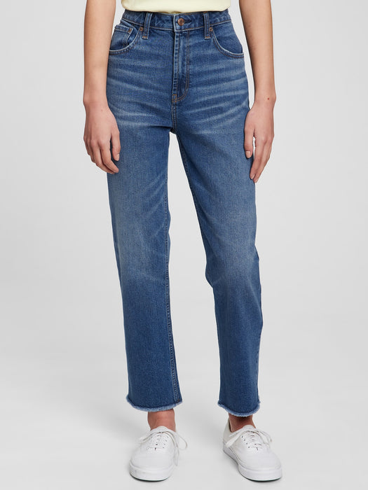 Teen High Rise Girlfriend Jeans with Washwell - dark wash