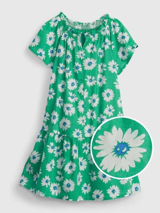 Toddler Floral Ruffle Dress - stem green floral