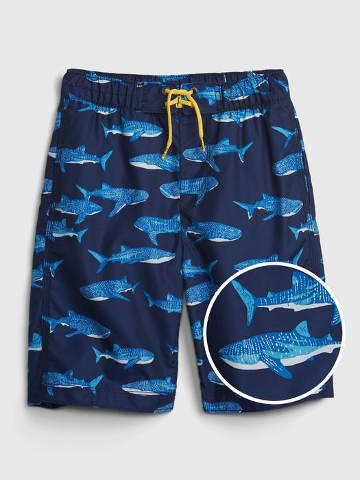 Kids 100% Recycled Polyester Camo Swim Board Shorts