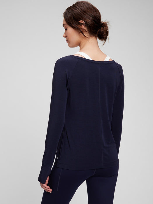 GapFit Breathe Boatneck T-Shirt - navy blue