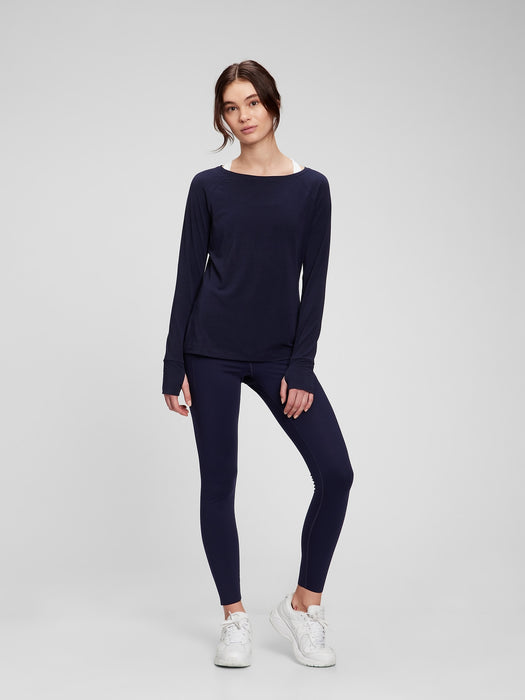 GapFit Breathe Boatneck T-Shirt - navy blue