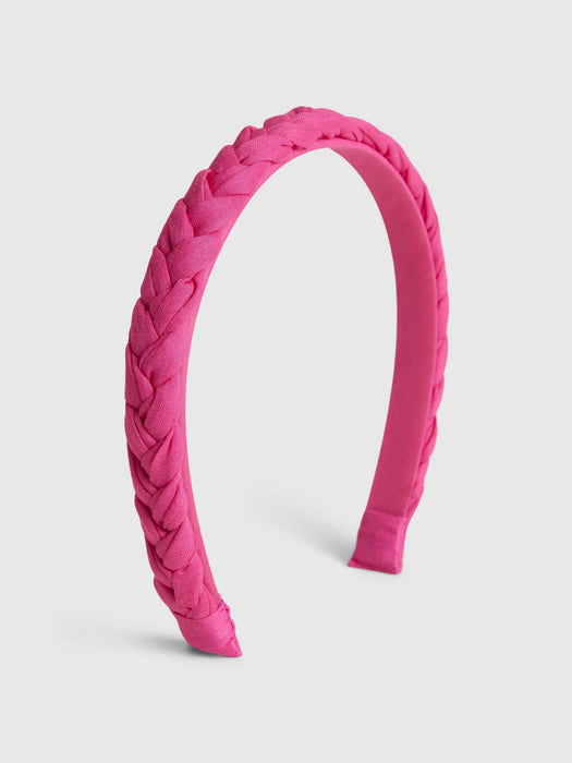 Skinny Braided Headband - hot pink