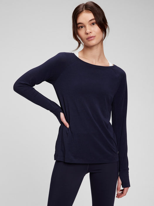 GapFit Breathe Boatneck T-Shirt - navy blue