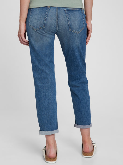 Maternity Inset Panel Girlfriend Jeans with Washwell