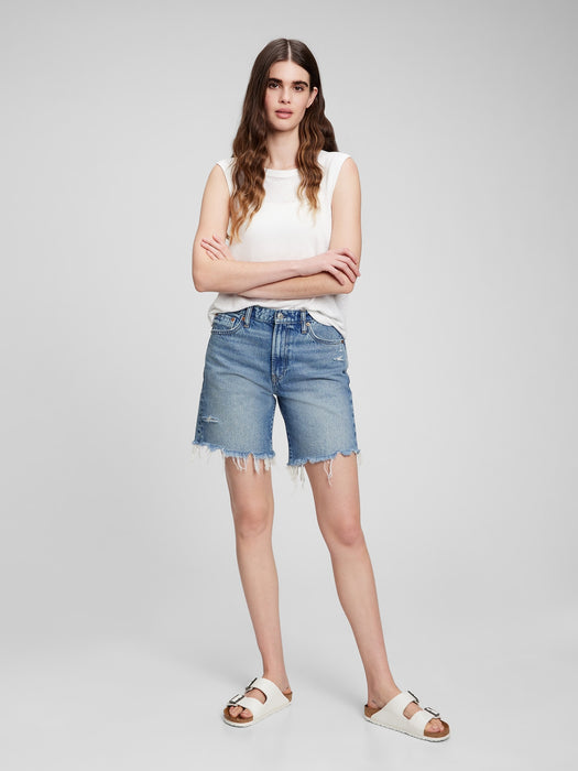 Linen Blend Muscle Sleeveless T-Shirt