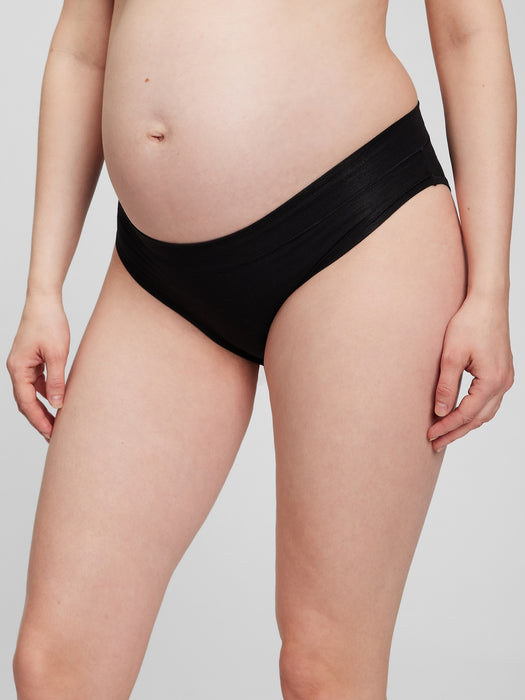 Maternity Organic Cotton Stretch Bikini - true black