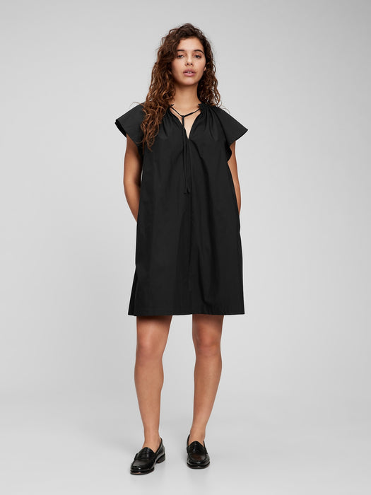 Tie-Front Flutter Sleeve Mini Dress