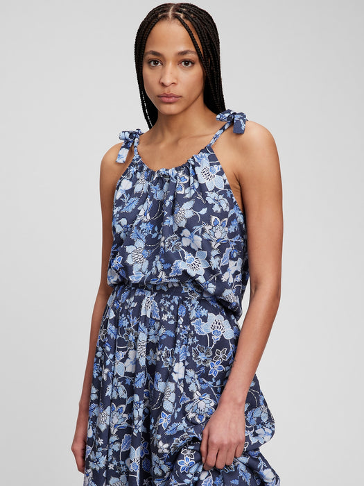 Printed Tie-Shoulder Cami - Mother's Day blue floral