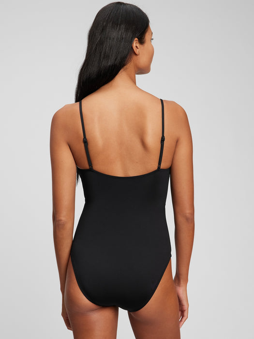 Recycled Bunny-Tie Cutout One-Piece Swimsuit