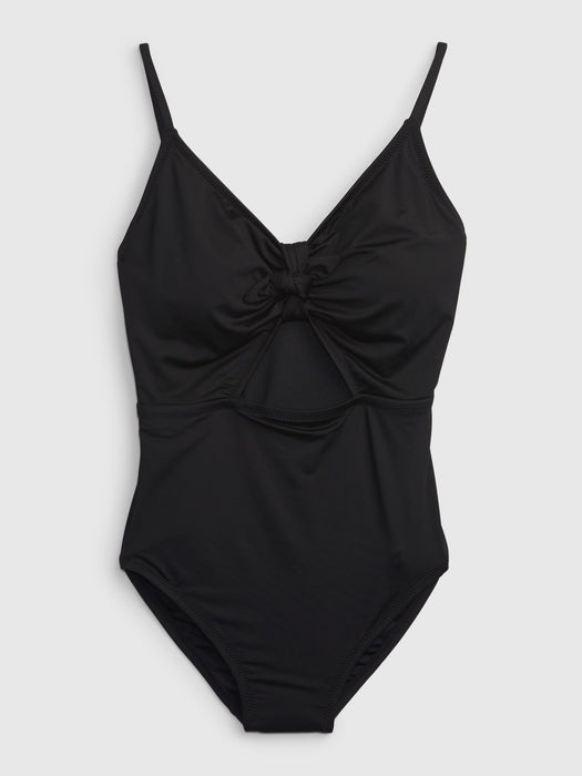 Recycled Bunny-Tie Cutout One-Piece Swimsuit