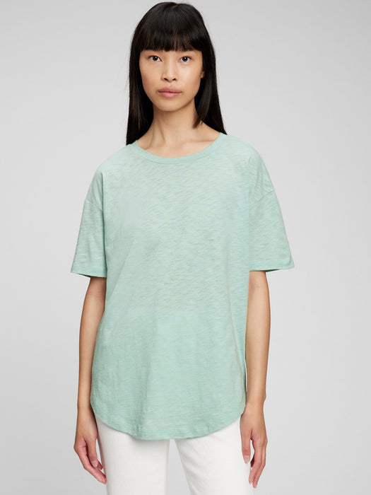 100% Organic Cotton Slub Boyfriend T-Shirt - fantasy aqua green