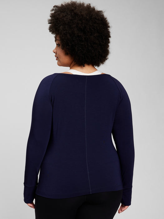 GapFit Breathe Boatneck T-Shirt - navy blue