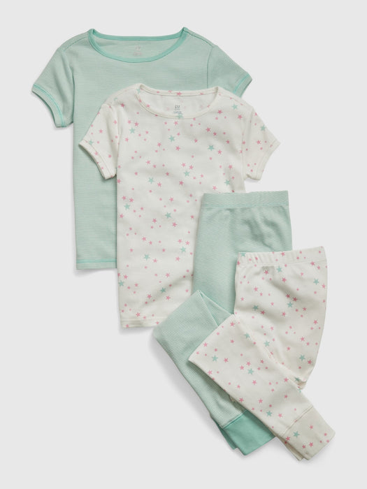 Kids 100% Organic Cotton Star Print PJ Set (2-Pack) - new off white