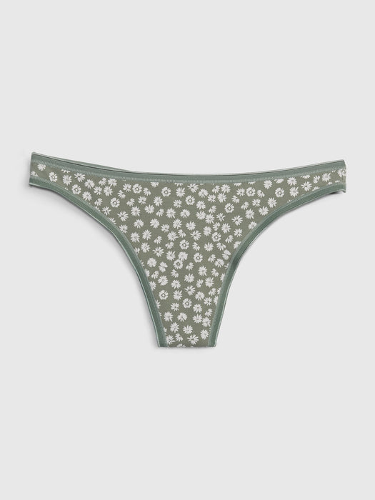 Stretch Cotton Thong - sage green floral